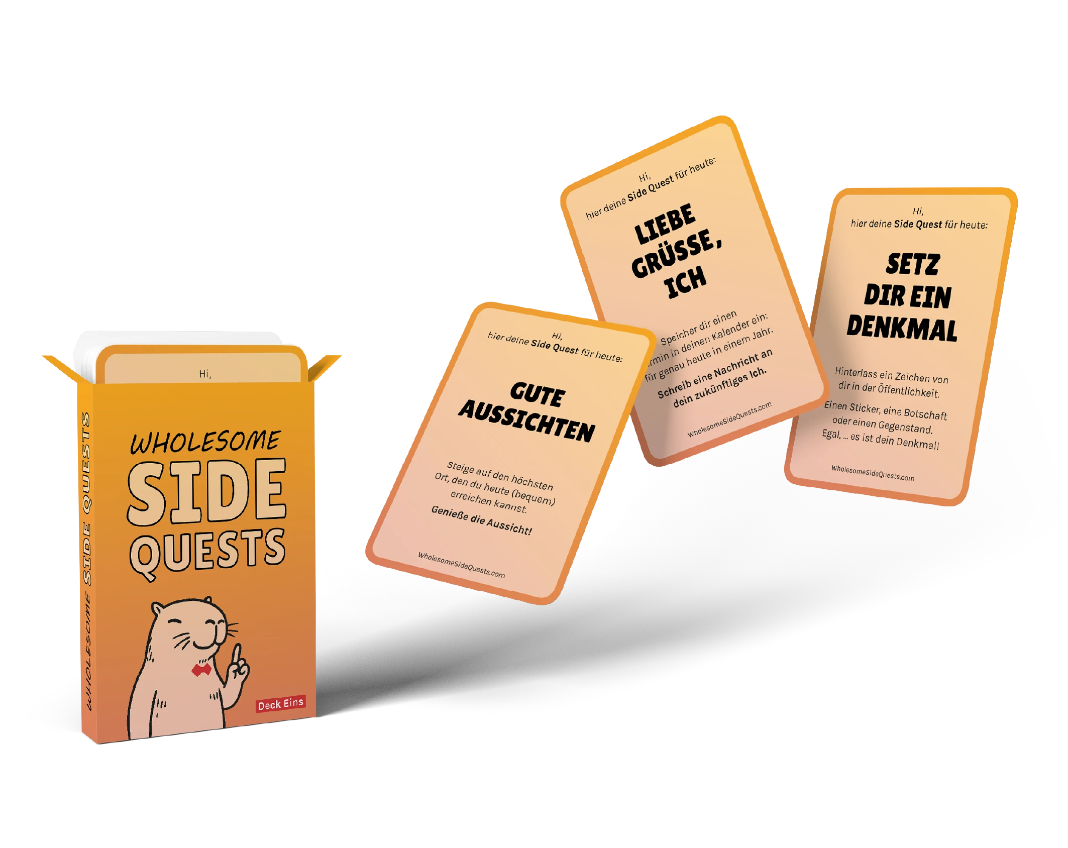 Kartenset Wholesome Side Quests 1 - kreative Challenges und achtsame Abenteuer für deinen Alltag.